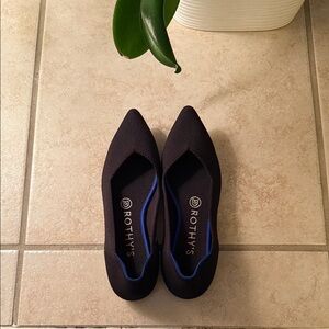 Rothy's Black Flats with Blue Accents